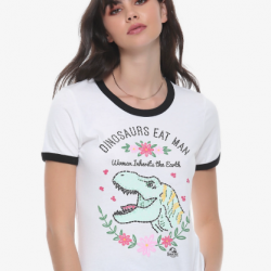 dinosaur eats man woman inherits the earth shirt